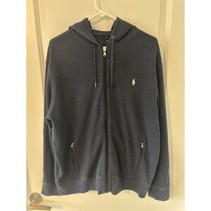 Polo Ralph Lauren Mens Navy Blue Full Zip Hoodie Pony Logo Sweatshirt RN41381
